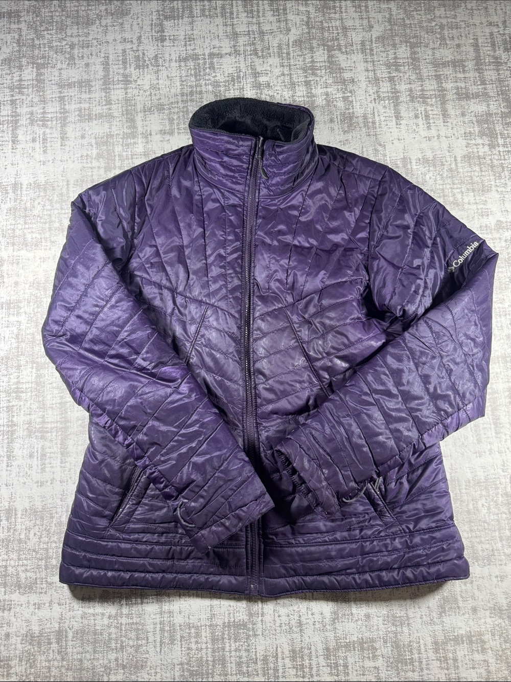 Columbia Omni-Heat insulated Purple Puffer Jacket sz L 26X21 PTP
